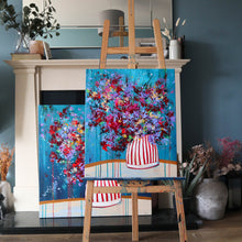 Load image into Gallery viewer, Vibrant abstract floral paintings in living room
