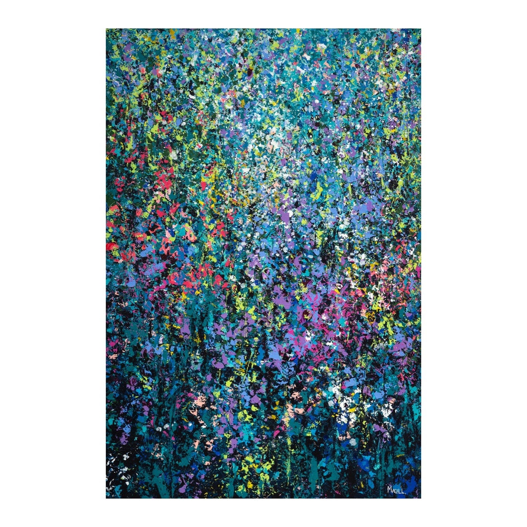 Large abstract wildflower painting