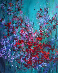 Large vibrant wildflower painting 