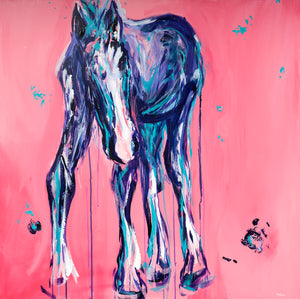 Large abstract horse painting by NI artist Rachel Magill