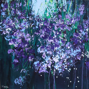 Purple flower painting by NI artist Rachel Magill