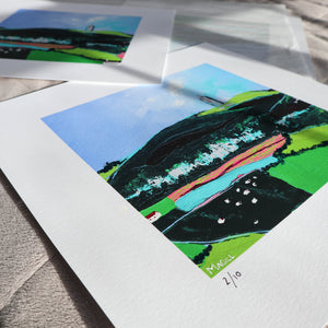 Looking up at Scrabo Tower HAND EMBELLISHED PRINT